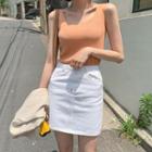 H-line Cotton Miniskirt