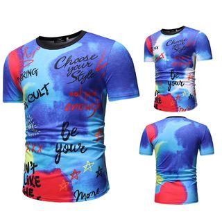 Lettering Dye Print Short-sleeve T-shirt