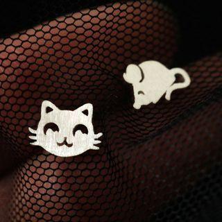 Cat & Mouse Stud Earring Silver - One Size