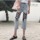 Lace Up Detail Capri Jeans