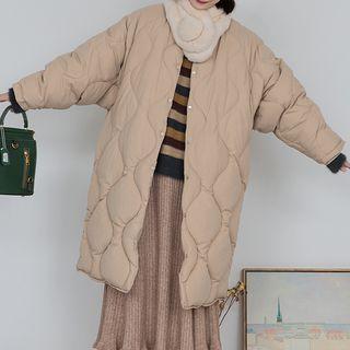 Snap-button Padded Long Coat