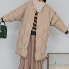 Snap-button Padded Long Coat