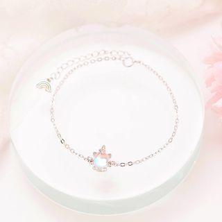 Faux Crystal Unicorn Bracelet Crystal - Blue - One Size