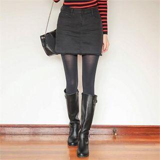 Inset Shorts Brushed Fleece Lined Mini Skirt