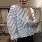 Striped Crewneck Blouse As Shown In Figure - One Size