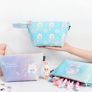 Printed Faux Leather Zip Pouch