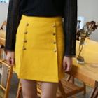 Button Detail A-line Skirt