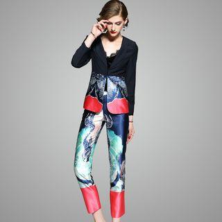 Set: Printed Blazer + Slim-fit Pants