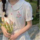 Puff-sleeve Floral Print Ruffled Midi Shirtdress