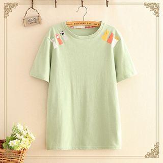 Cat & Paw Print Short-sleeve Top