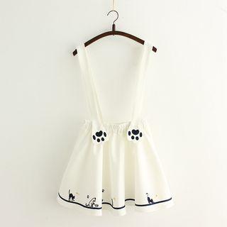 Embroidered Suspender A-line Skirt