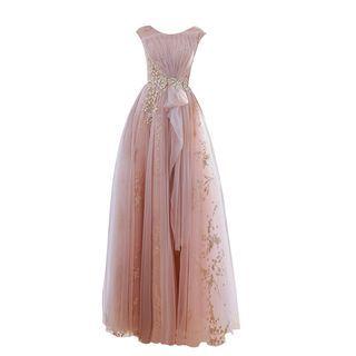 Sleeveless Ruffled A-line Evening Gown