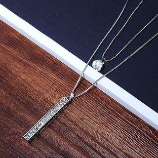 Rhinestone Bar Layer Necklace