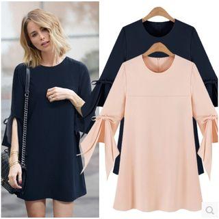 3/4 Sleeve Bow Accent Mini Dress