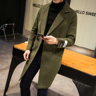 Plain Woolen Long-sleeve Coat