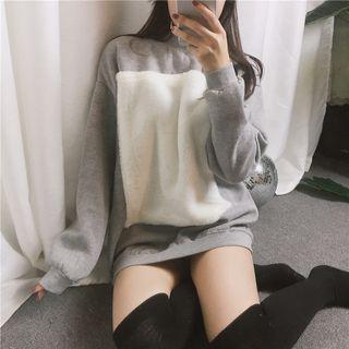 Furry Panel Sweatshirt