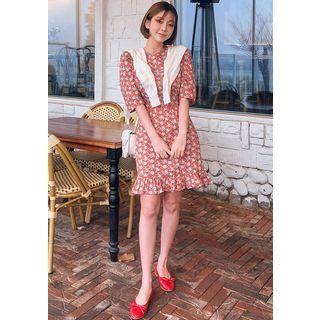 Tie-waist Frilled Floral Dress