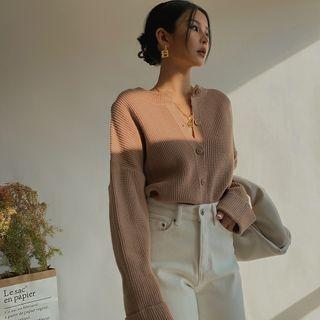 Loose-fit Crew-neck Knit Cardigan