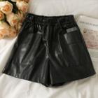 Faux-leather Shorts With Pockets
