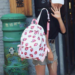 Strawberry Print Nylon Backpack
