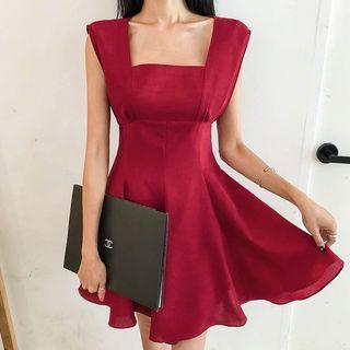 Square-neck Sleeveless Mini Flare Dress