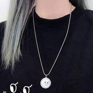 925 Sterling Silver Smiley Pendant Necklace Necklace - One Size