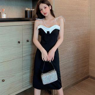 Spaghetti-strap Color Block Dress