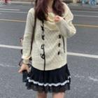 Lace Up Sweater / Mini A-line Mesh Skirt