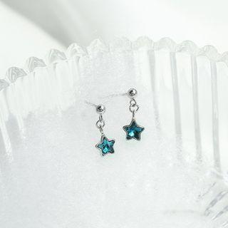 Rhinestone Star Drop Earring W3205 - 1 Pair - Blue - One Size