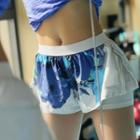 Floral Print Layered Sport Shorts