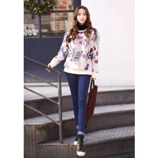 Letter Printed Brushed-fleece Sweatshirt