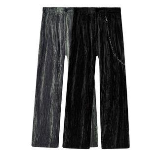 Chain Accent Velvet Loose Fit Pants