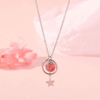 925 Sterling Silver Star Bead Pendant Necklace As Shown In Figure - One Size