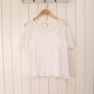 Short-sleeve Lace Top With Camisole