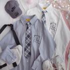 Set: Long-sleeve Bear Print Shirt + Tie