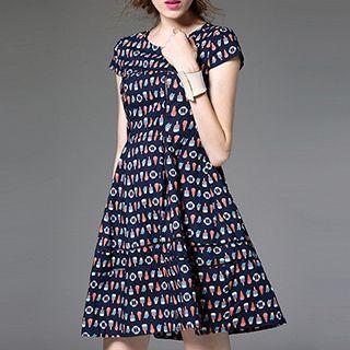 Printed Short Sleeve Mini Dress