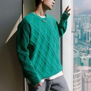 Round Neck Woven Sweater