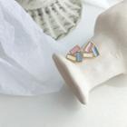 Glaze Triangle Earring 1 Pair - 925 Silver - Light Pink & Blue & Light Yellow - One Size