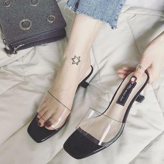 Transparent Band Kitten Heel Slide Sandals
