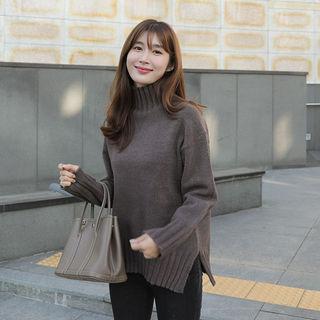 Turtleneck Rib-trim Sweater