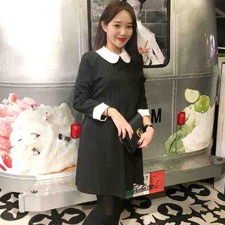 Peter-pan-collar Long-sleeve Dress