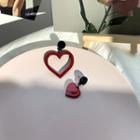 Non-matching Acrylic Heart Dangle Earring 1 Pair - Asymmetry Acrylic Love Heart - One Size