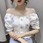 Short-sleeve Floral Embroidery Blouse