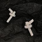 Knot Rhinestone Alloy Earring 1 Pair - Silver - One Size
