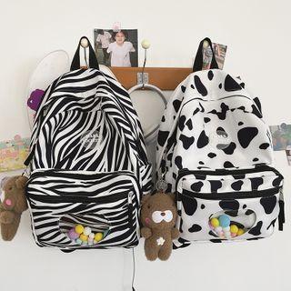 Pvc Panel Animal Print Lightweight Backpack