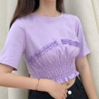 Shirred Short-sleeve Cropped T-shirt