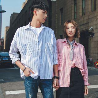Couple Matching Long-sleeve Striped Shirt