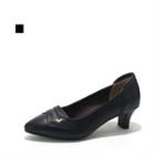 Genuine Leather Kitten Heel Pumps