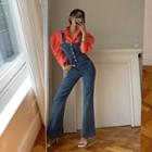 Sleeveless Boot-cut Denim Jumpsuit