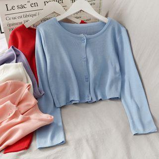 Button-down Crop Knit Top In 6 Colors